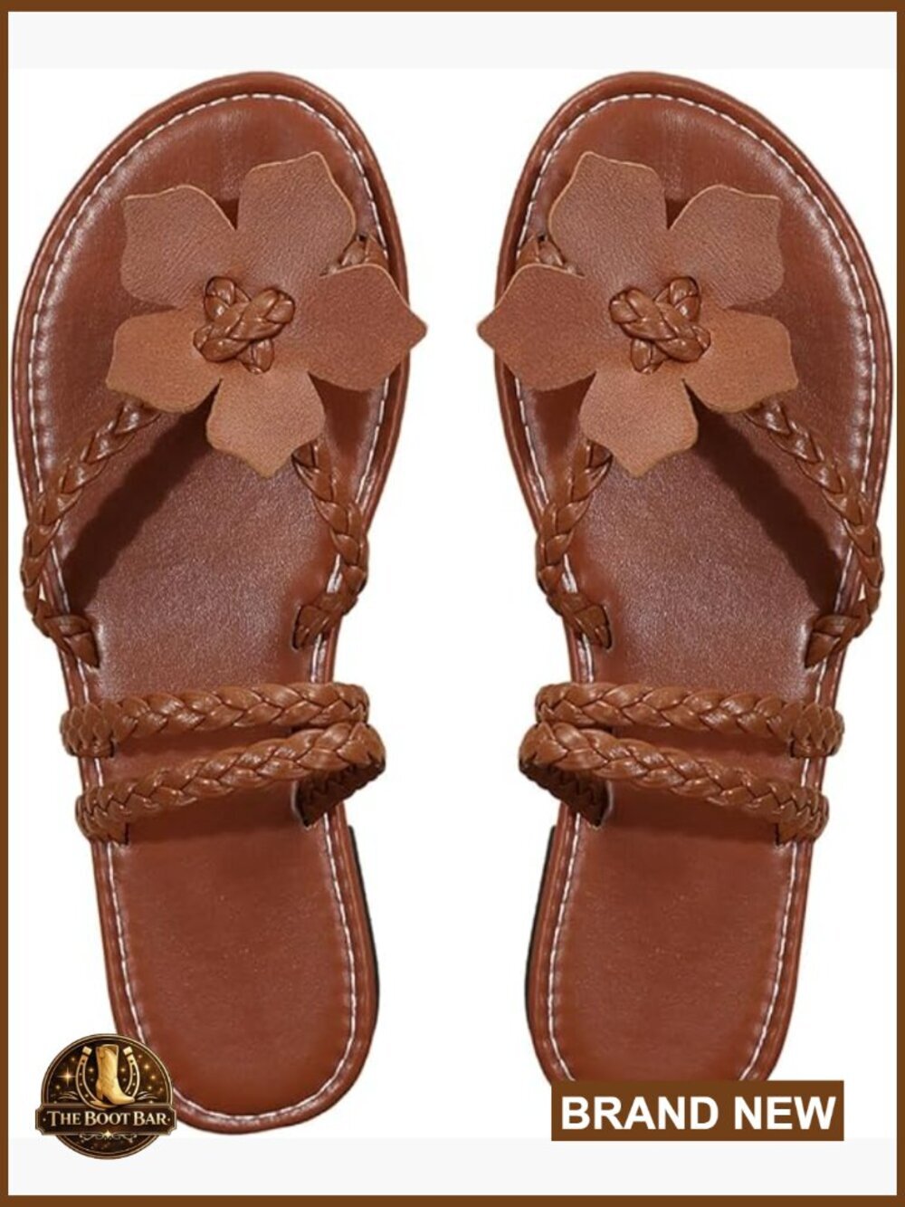 Women's Braided Toe Post Flat Sandals Boho Slide Shoes
